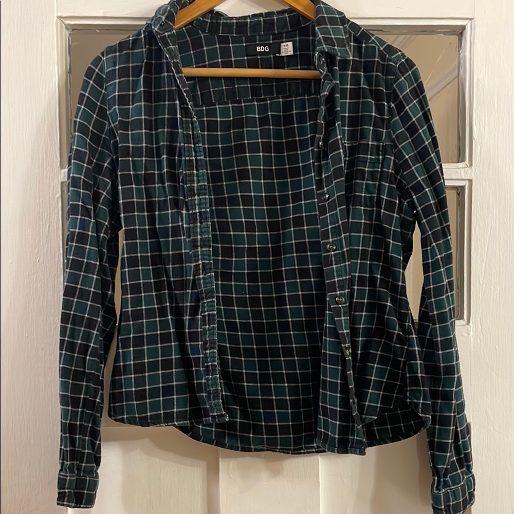 BDG Women's M Green Plaid Top